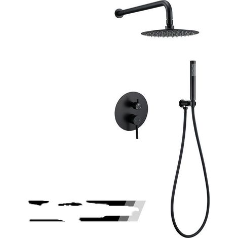 Douche Encastrable Mitigeur Douche 3 voies, Pulvérisateur Effet Pluie Noir (1/4)