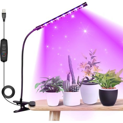 Full-spectrum LED grow light for indoor plants, adjustable gooseneck, 2/3 lighting modes and 5/10 dimming levels, 3 automatic timer modes (1/5)