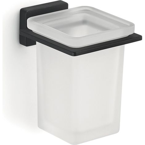 Portaspazzolini da muro in acciaio inox e Cromall 4410 Gedy serie ATENA Nero Opaco