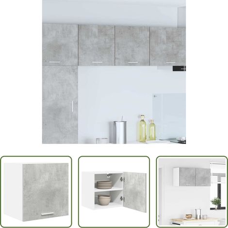 Rangement cuisine - Armoire suspendue Gris béton et Blanc 40 x 31 x 40 cm (1/5)