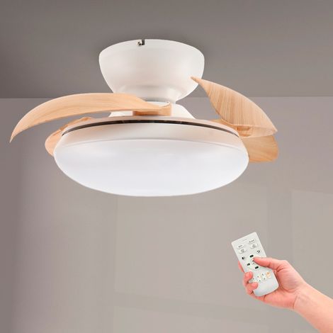 IluminaShop - Ventilador de Techo LED Mushroom 35W Ø72,5 Wood DC Ultra Silencioso con Mando a Distancia y Palas Retractiles Verano / Invierno 3000+4000+6000 (1/5)