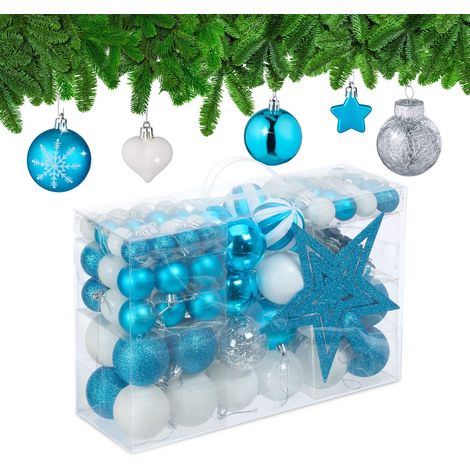 Juego de adornos navideños para árbol, 101 bolas de plástico