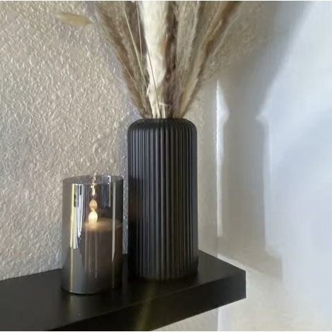 Vaso nero di lusso - Vaso moderno - Stile moderno - Arredamento per la casa - Chic - Stile classico - Interno nero opaco - Interno nero opaco - Interno moderno - Modello classico - Vaso - Vaso per fio (1/4)