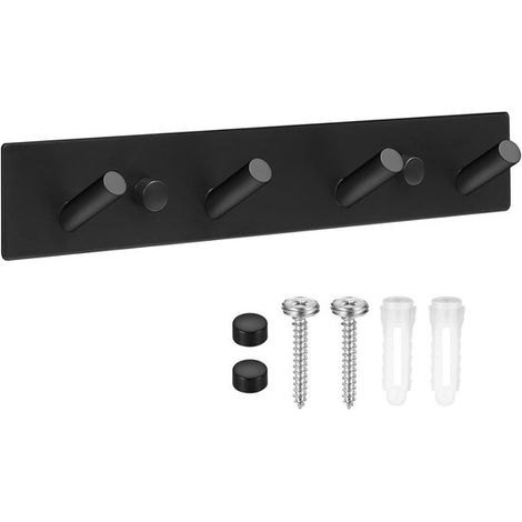 Schwarze Wandkleiderhaken 4 Metallhaken für Schlafzimmer, Badezimmer und Küche (1/5)