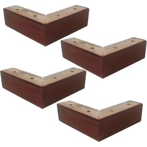 Set di 4 gambe per mobili in legno massiccio a forma di L, per comodino, tavolino da tè, mobile di ricambio (senza viti) (1/4)