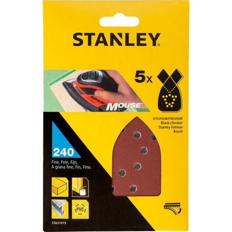 Stanley 5 abrasifs corindons qualité supérieure Mouse grain 240 STA31019-XJ (1/2)