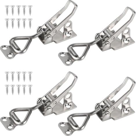 4Pcs Loquet à Bascule Acier Inox Loquet de Serrage Fermeture Capot Fermeture a Levier Capacité de Rétention 100kg 220lbs Menuisier Sauterelles Bascule Pince Réglable pour Armoire Porte (1/5)