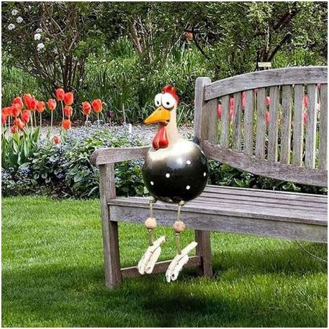 Pair Poule Décoration Jardin, Statues de Poulet Jardin Décoration, Poulet en Résine Drôle Décoration de Jardin en Forme de Poule Figurine Animaux Sculptures pour Jardin, Cour, Patio (Black) (1/5)