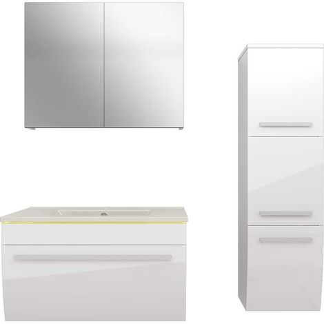 Badmöbel Set Gently 3 V2-R Weiß Badezimmermöbel Badspiegel Waschtisch 70 cm ohne LED-Beleuchtung (1/5)