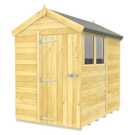 5 x 7 Feet Apex Shed - Single Door With Windows - Wood - L214 x W147 x H217 cm