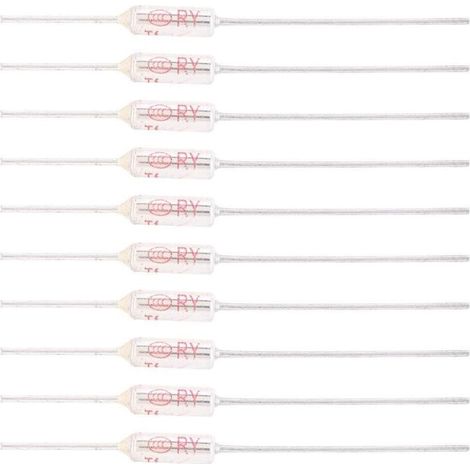 10 Pieces Thermal Fuse 250V 10A 115℃/239℉, Metal Shell Thermal Fuse Cutoff, Thermal Fuse TF 72250℃ (115℃) (1/5)