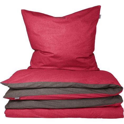 Schiesser Bettwäscheset Doubleface - Renforcé - 2-teilig - 135 x 200 cm - Rot-Dunkelgrau (1/5)