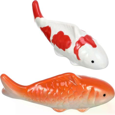2 Stück schwimmende Keramikfische, dekorative Fische für den Außenbereich, Teichdekoration, Aquarium, Unterwasserkunst, Heimdekoration, Zubehör (1/4)