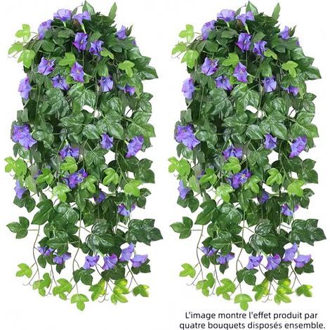 Fleurs artificielles pendantes d'extérieur fleurs artificielles retombantes d'intérieur, plantes artificielles pour décorations de mariage, jardin, mur, balcon - Violet (1/3)