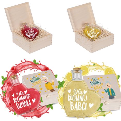 Geschenk zum Großelterntag: Holzbox + HERZFLASCHE (250 ml) (1/5)