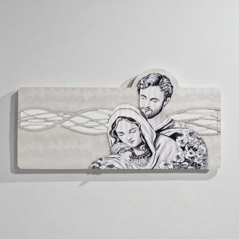 Quadro 59x119 cm Sacra Famiglia legno laminato figura stampata Argento (1/3)