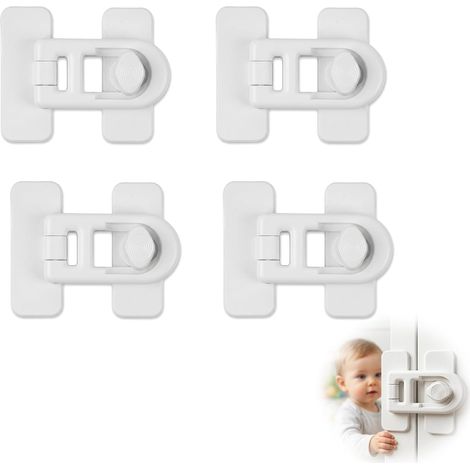 Serrure de porte de réfrigérateur, Serrures de Sécurité pour Enfants, Serrure de Porte Réfrigérateur Sécurité Enfant, Verrous de Réfrigérateur pour Armoires Congélateurs, (Blanc) (1/5)