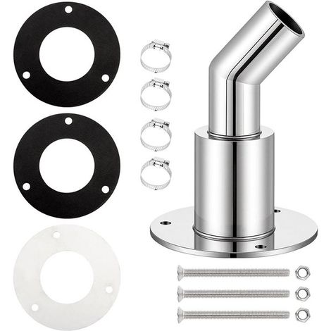 Tubo di scarico marino in acciaio inox, acciaio inox 316, modifica dello scafo per scarico di imbarcazioni, accessori per riscaldatori ausiliari, raccordo passascafo argento da 24 mm (1/5)