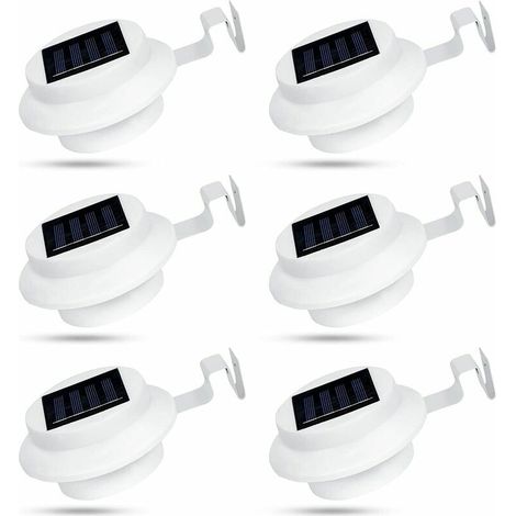 Lot de 6 lampes solaires d'extérieur pour gouttières à 3 LED - Étanche IP44 - Pour clôture, entrée, allée - Blanc，,de DEBUNS