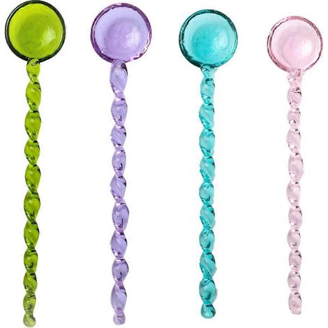 Lot de 4 cuillères à café en verre à filetage résistant à la chaleur, idéales pour expresso, café, thé, glaces et desserts (style 2). (1/5)