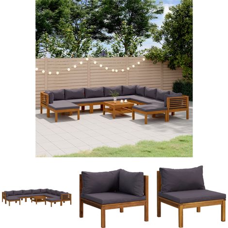 11-tlg. Gartenmöbel Set Sitzgruppe Essgruppe mit Auflage Massivholz Akazie DE22136 (1/5)