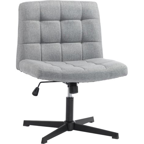 HOMCOM Armless Office Chair, Cross Legged Vanity Chair with Wide Seat, Grey (1/5)