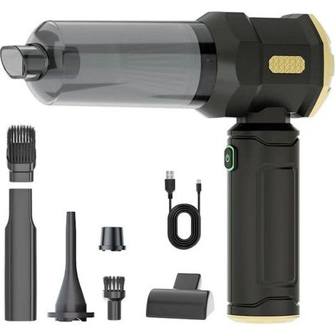 Aspirapolvere portatile senza fili per auto, mini aspirapolvere ricaricabile, nero, 6 accessori, 12000 Pa (1/4)