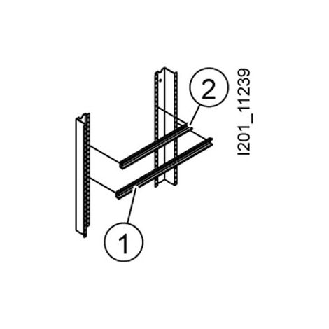 Asta Universale supporto morsetti orizzontale 1 guida din, la=600 mm, lungo