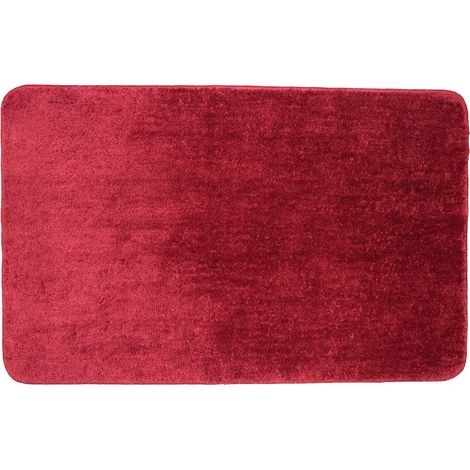 Tapis de bain uni 50x80 en polyester bordeau 50x80cm (1/3)