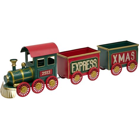 Tren de Navidad de metal rojo y verde, 81 cm de largo - Feeric lights & christmas (1/3)