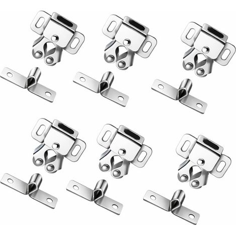 6 Loquets à Double Rouleau, Fermeture Porte Placard Robuste en Acier, Verrou Placard Camping-Car, Loquet Porte Meuble et Coulissante, pour Armoire, Cuisine, Placard (1/5)
