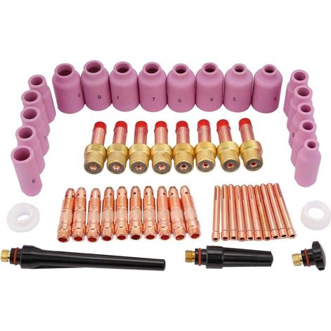 51pcs Consommables TIG, Équipement de Soudage TIG avec Buse de Chalumeau Série WP-17/18/26 (1/4)