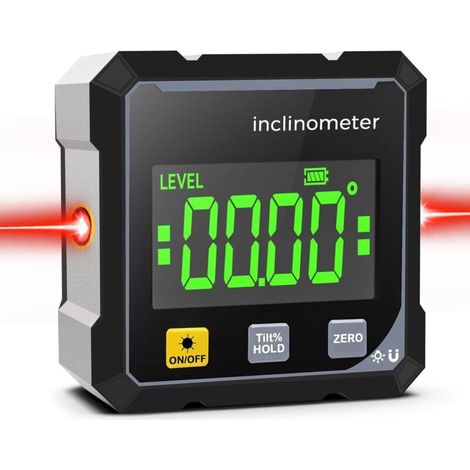 Inclinomètre numérique avec laser électronique, jauge d'angle magnétique puissante à 4 faces, double laser, niveau numérique avec écran LCD, chargement USB, inclinomètre étanche IP54, outil de mesure