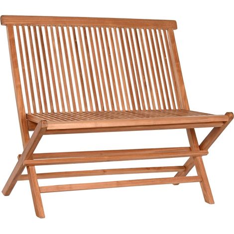 Banc pliant en teck pour extérieur marron naturel - Teck marron naturel (1/5)