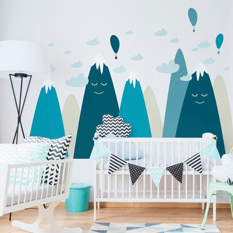 Stickers muraux enfants - Décoration chambre bébé - Autocollant Sticker mural géant enfant montagnes scandinaves AMAKA - 50x75cm (1/5)