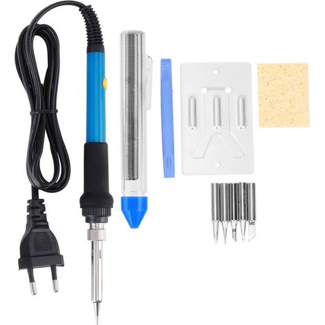 Station de soudure - Thermostat électrique réglable - Fer à souder 60 W AC220V - 5 embouts inclus - Pour électronique et réparation (1/5)