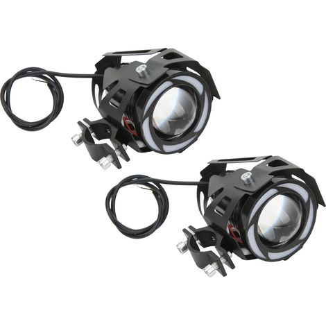 Phare LED moto avec oeil angélique multicolore IP68 feu route croisement clignotant universel pour voiture camion bateau (1/5)