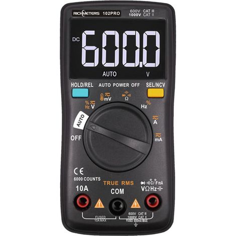 1 multimètre numérique 6000 points, rétroéclairage LCD, mesure AC/DC, tension/courant/résistance, usage professionnel et bricolage