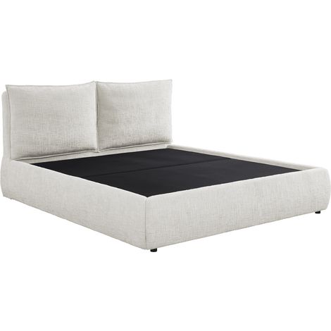 Lit coffre en velours chine beige 180x200 cm mely (1/5)