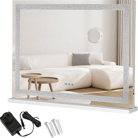 Emitto Tabletop Touch Crystal Vanity Mirror Makeup USB LED 80x62cm Large (1/5)