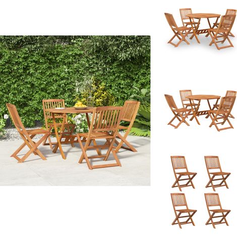 5-tlg. Garten-Essgruppe Massivholz Akazie - Gartenmöbel - Essgruppe - Holztisch - Akasienholz - Gartentisch (1/5)