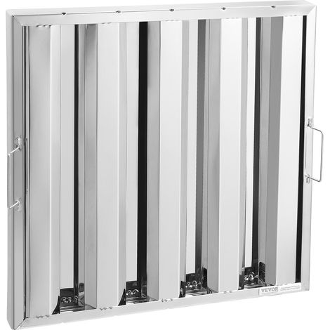 VEVOR Commercial Hood Filter, 19.5W x 19.5H Inch Range Hood Filters, Stainless Steel Restaurant Range Hood Baffle Filter for Grease Rated Commercial Kitchen Exhaust Hoods, 4 Grooves, 1 Piece (1/5)