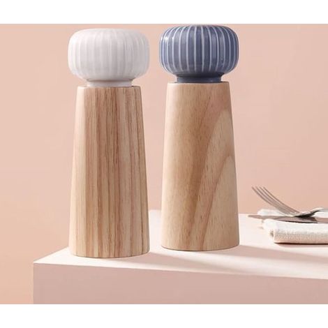 Salz- und Pfeffermühle aus Holz und Keramik – Pfeffermühle und Gewürzmühle mit verstellbarem Mahlwerk