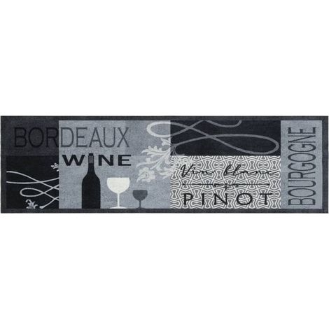 Tapis de cuisine,Tapis de sol lavable imprimé Wine gris 45x150 cm CFW747302 (1/5)