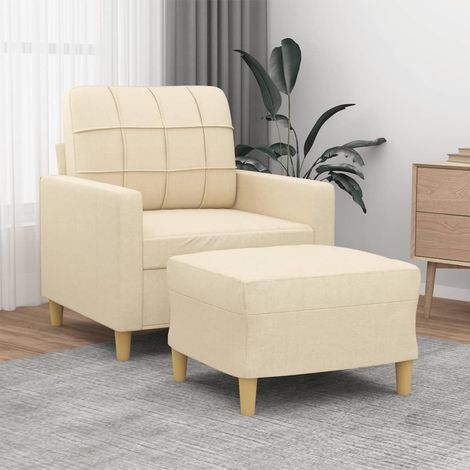 vidaXL Sessel mit Hocker Creme 60 cm Stoff (1/5)