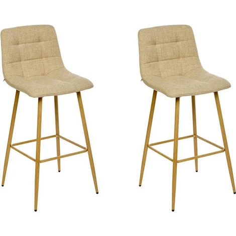 Lot de 2 Chaises de Bar Effet Lin "Sirac" 104cm Beige (1/4)