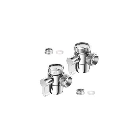 2-teiliges Duschumstellventil, 3-Wege-WC-Armatur, Duschkopfadapter, Chrom-Finish für Küche, Bad, Waschbecken, Waschmaschine - Crezuo