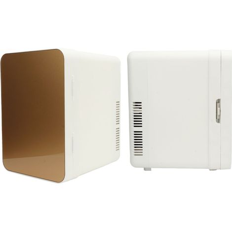 Mini-réfrigérateur 16 L à une porte, refroidissement discret, petit réfrigérateur monobloc pour soins de la peau, cosmétiques, boissons et aliments, prise CN, AC220V, verre doré, pour voiture et maiso (1/5)