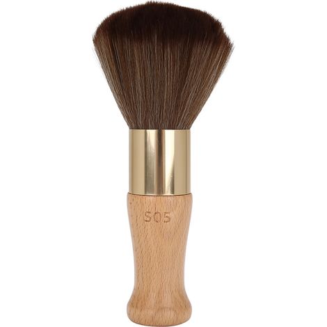 Brosse à poudre pour cou et nettoyage des pinceaux de rasage, outil de salon avec manche en bois Burlywood (1/5)