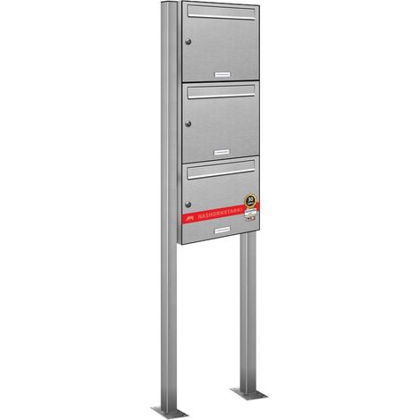 3er Edelstahl Standbriefkasten Anlage Freistehend (1/5)